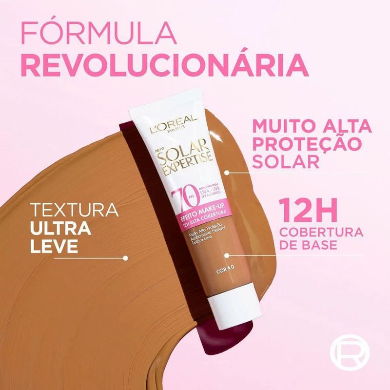 protetor solar facial loréal paris solar expertise efeito make up fps70 cor 4.0 30g