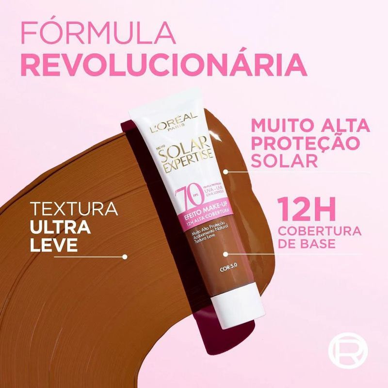 protetor solar facial loréal paris solar expertise efeito make up fps70 cor 5.0 30g