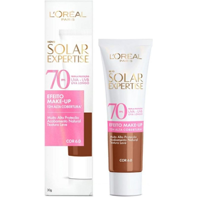 protetor solar facial loréal paris solar expertise efeito make up fps70 cor 6.0 30g