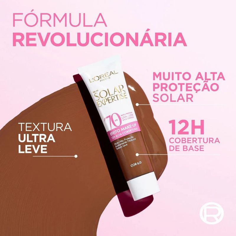 protetor solar facial loréal paris solar expertise efeito make up fps70 cor 6.0 30g