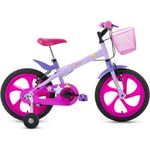 bicicleta infantil houston lumi aro 16 com cesta lilás lm161s
