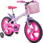 bicicleta infantil houston lumi aro 16 com cesta lilás lm161s