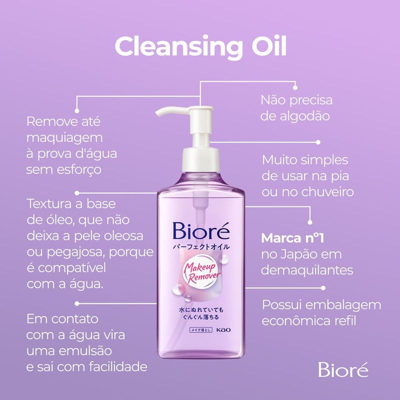 óleo de limpeza demaquilante bioré make up remover 230ml