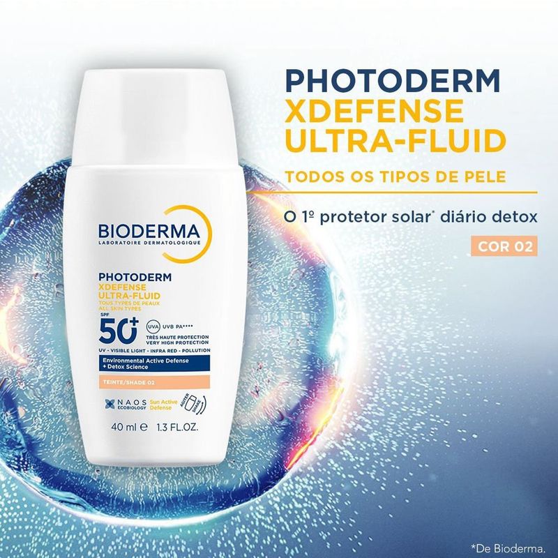 protetor solar bioderma photoderm xdefense ultra-fluid cor 02 fps50+ 40ml