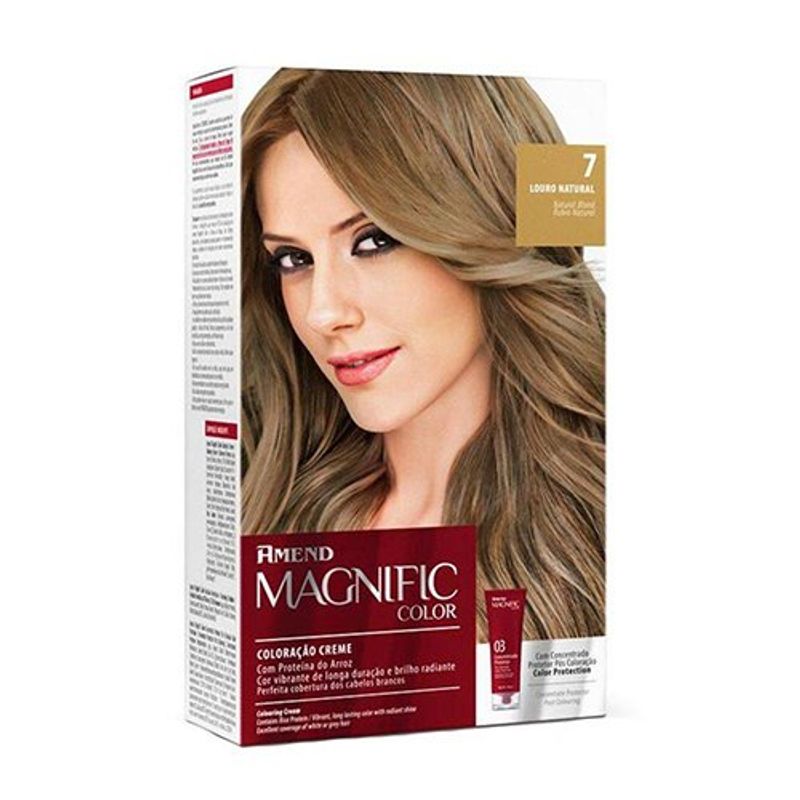 kit coloração em creme magnific color, amend, 7 louro natural