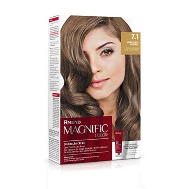 amend magnific color - coloração creme - 7.1 - louro cinza natural