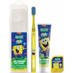 kit viagem gum bob esponja escova dental + fio dental 20m + gel dental 50g cores sortidas