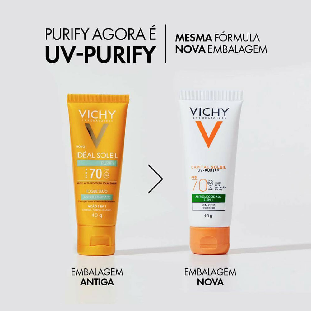Protetor Solar Facial Vichy Purify FPS 70 Pele Clara 40g