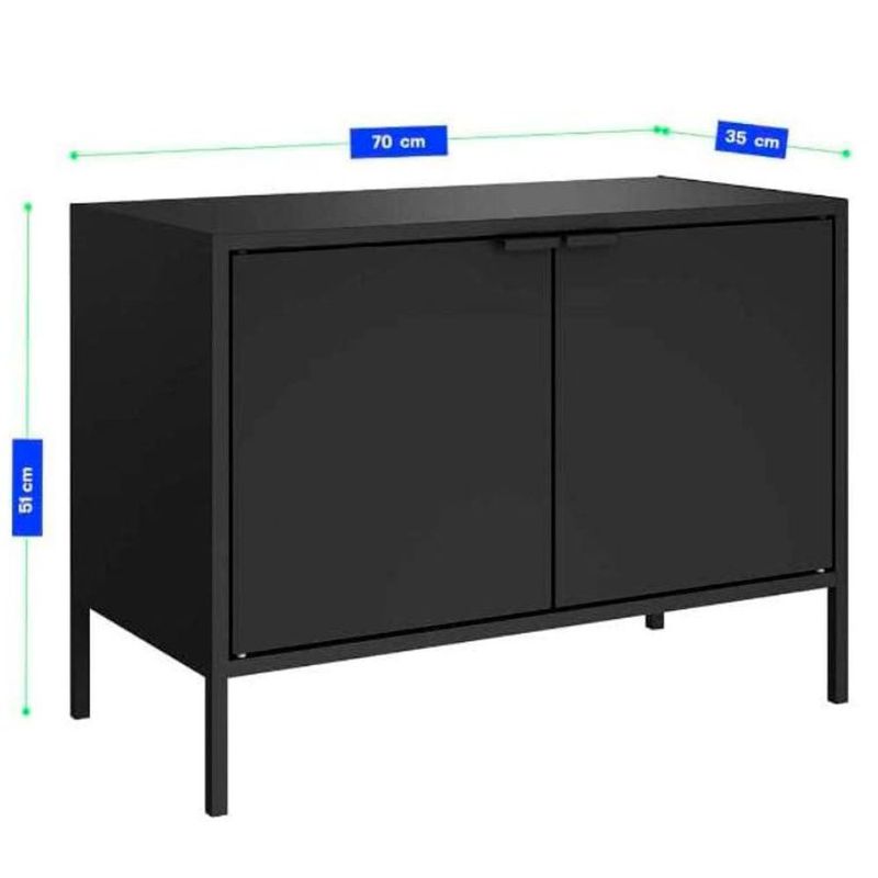armário balcão baixo itatiaia smart aço preto matte 51x70x35cm (mp)