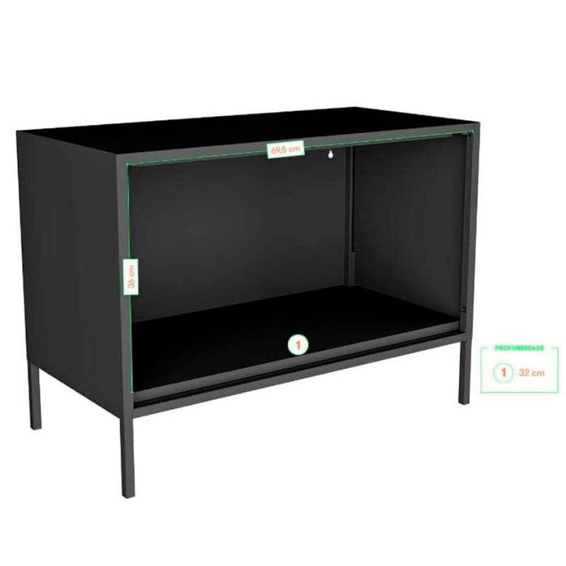 armário balcão baixo itatiaia smart aço preto matte 51x70x35cm (mp)
