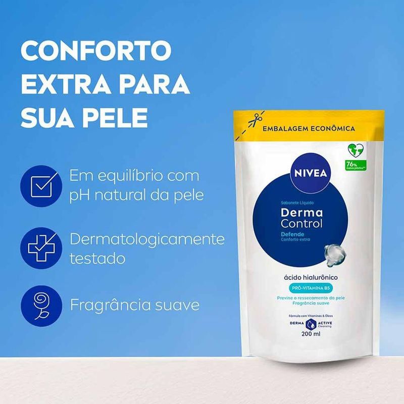 refil sabonete líquido nivea derma control defende 200ml