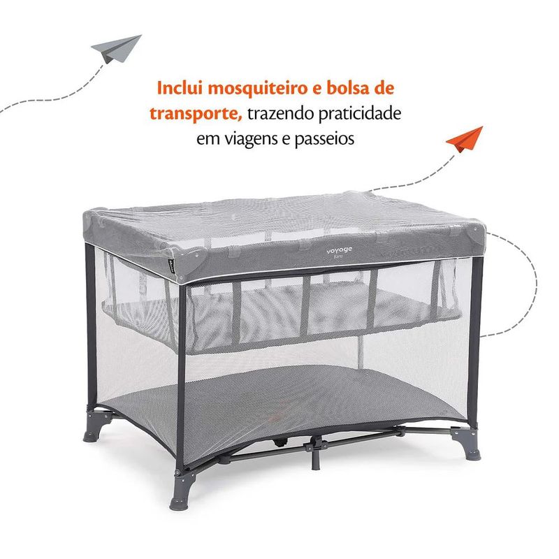 berço portátil voyage baru até 18kg cinza imp02592 (mp)