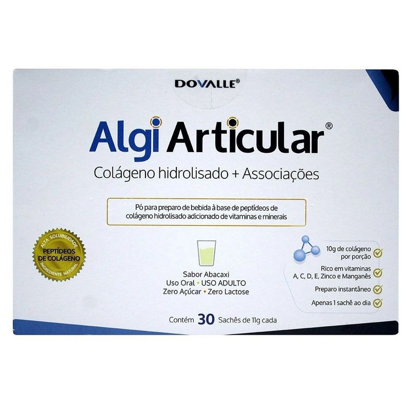 algi articular colágeno + associações 30 sachês sabor abacaxi dovalle