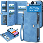 capinha para iphone 11 twohead magnética com porta-cartões azul a-mbi