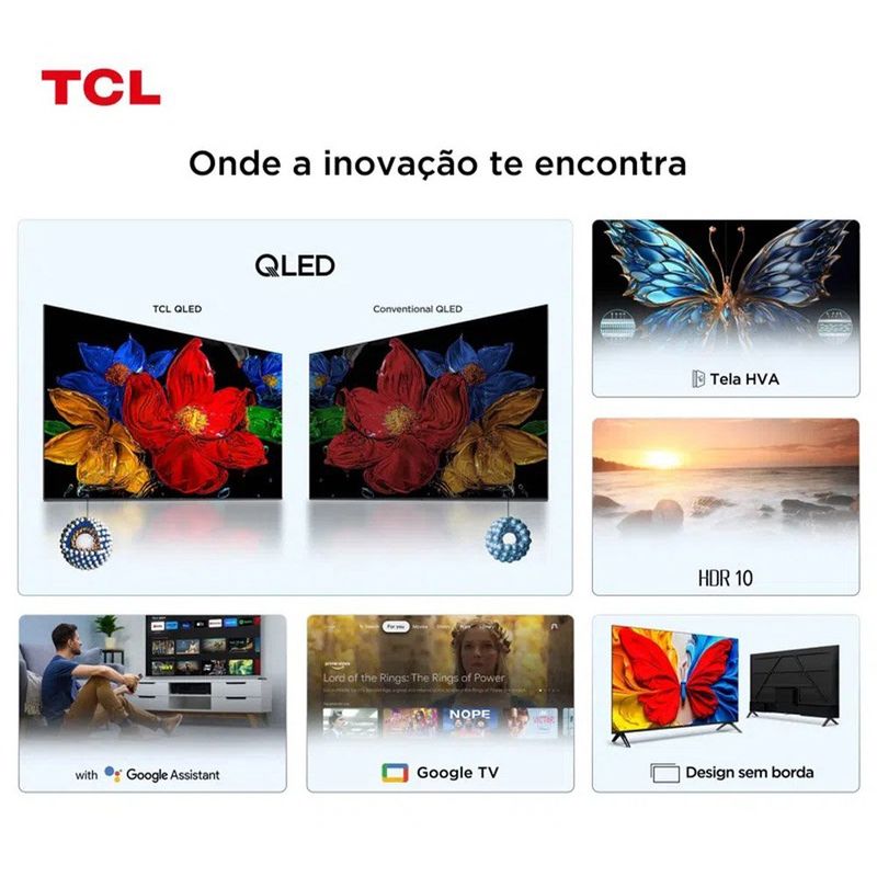 smart tv 40" tcl qled com google tv 40s5k