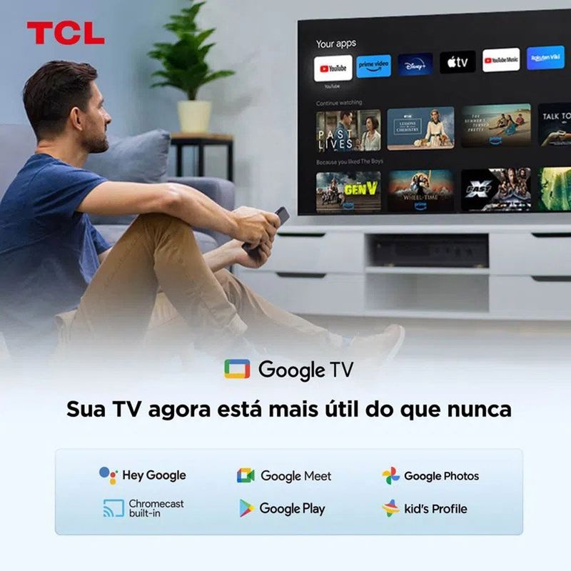 smart tv 40" tcl qled com google tv 40s5k