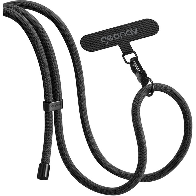 cordão universal geonav ajustável preto com metal preto 1,6 metros