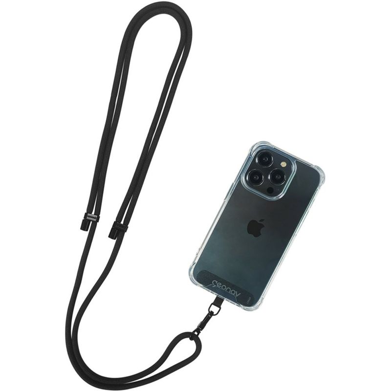 cordão universal geonav ajustável preto com metal preto 1,6 metros