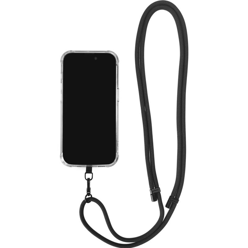 cordão universal geonav ajustável preto com metal preto 1,6 metros