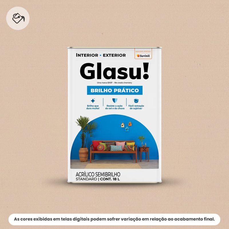 tinta acrílica standard semibrilho glasu suvinil 18l brilho prático areia (mp)
