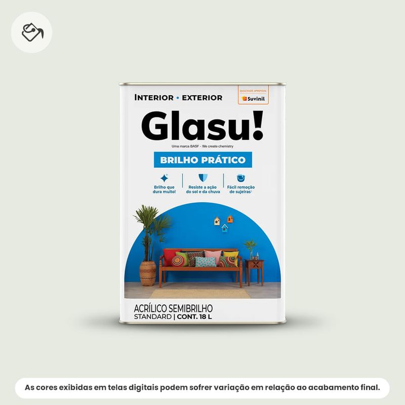 tinta acrílica standard semibrilho glasu suvinil 18l brilho prático branco gelo (mp)