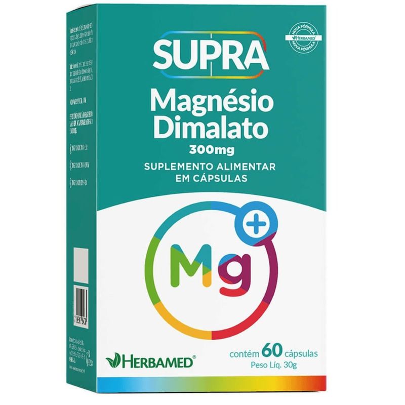 supra magnésio dimalato 300mg 60 cápsulas herbamed
