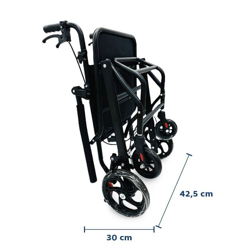 cadeira de rodas para transporte d90 dellamed até100kg assento 44cm preto