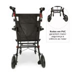 cadeira de rodas para transporte d90 dellamed até100kg assento 44cm preto