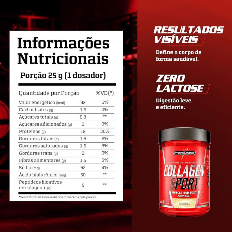collagen sport 450g integralmédica colágeno sabor baunilha
