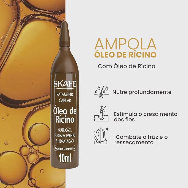 ampola tratamento capilar óleo de rícino skafe 10ml