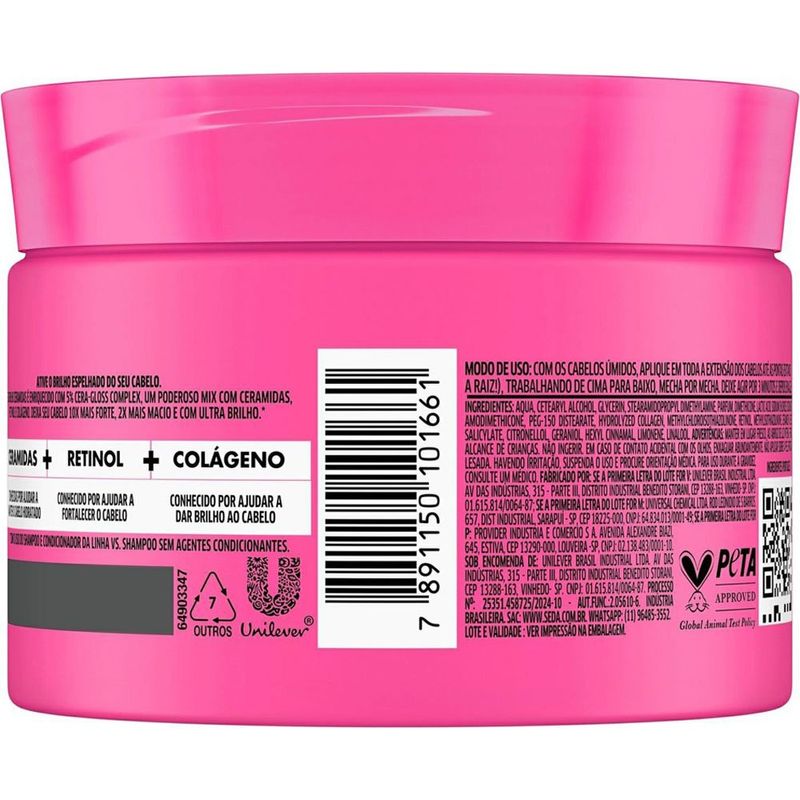 máscara para tratamento seda brilho ceramidas 300g