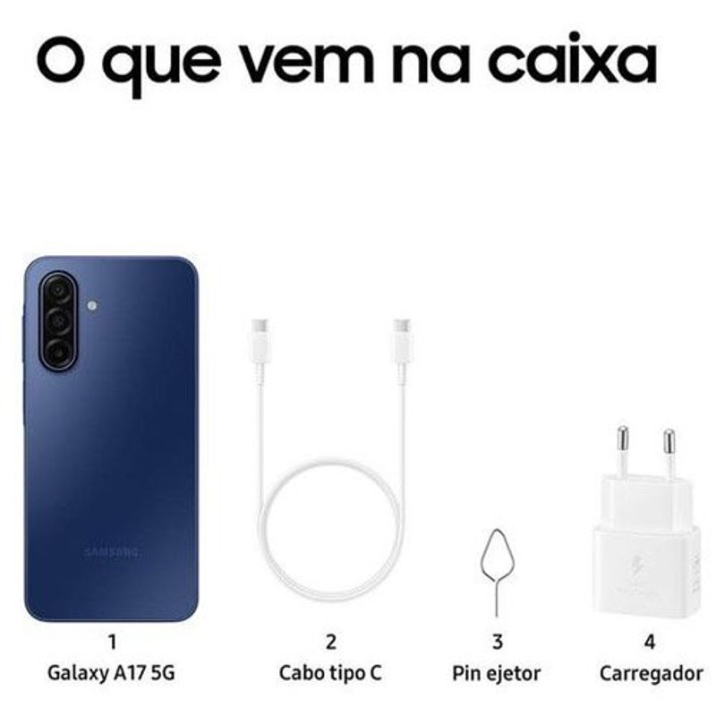 smartphone samsung galaxy a17 5g tela 6,7" 4gb ram 128gb azul