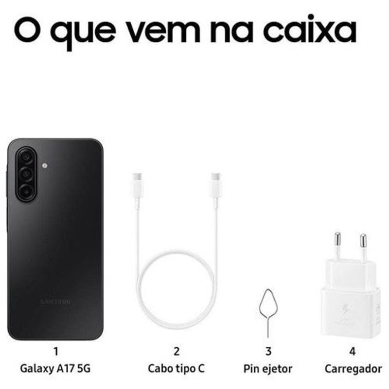 smartphone samsung galaxy a17 5g tela 6,7" 4gb ram 128gb preto