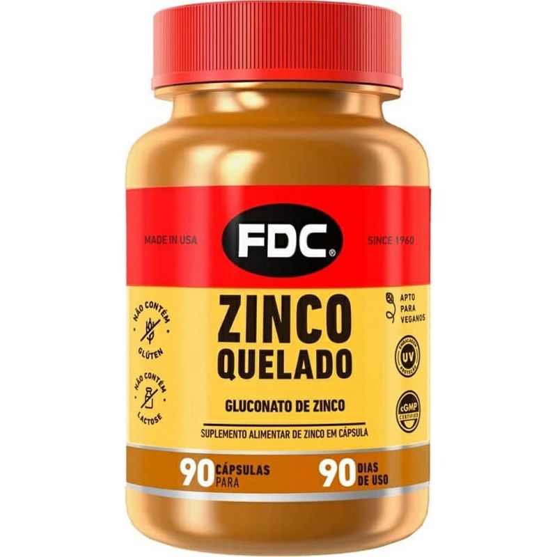 zinco quelado 90 cápsulas suplemento alimentar fdc