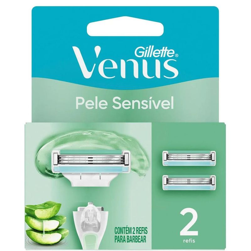 carga para aparelho de depilar gillette vênus pele sensível 2 unidades