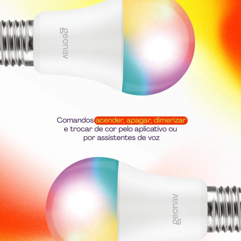 lâmpada inteligente geonav com soquete bivolt branco e27