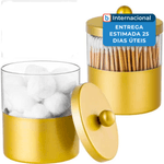 porta cotonete gaussra com 2 peças e com adesivos dourado a-mbi