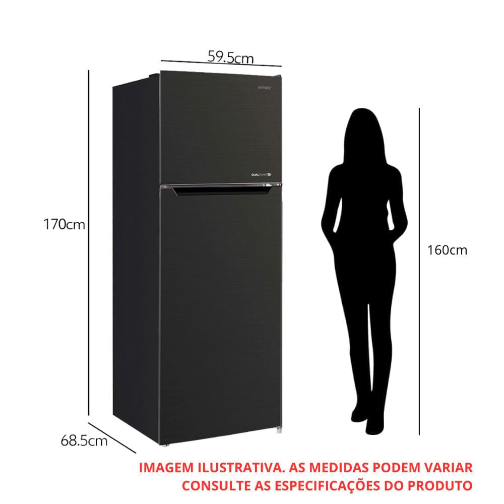 Geladeira Mystic Dual Inverter Frost Free 349L Inox Mate