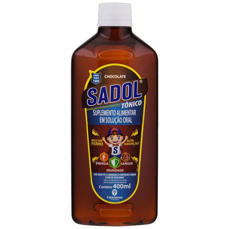 sadol tônico 400ml suplemento alimentar em solução oral sabor chocolate catarinense