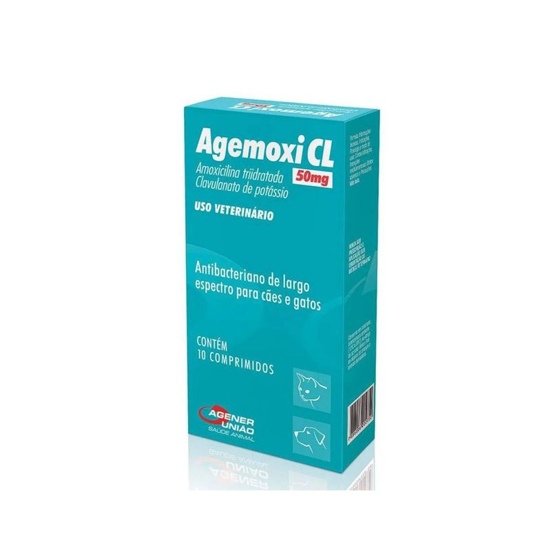antibacteriano para cães e gatos agener união agemoxi cl 50mg (mp)
