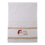 toalha lavabo bordada appel papai noel 32x45cm branco (mp)