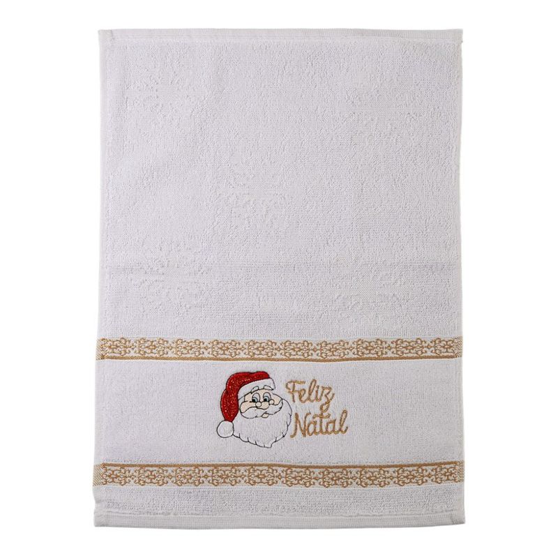 toalha lavabo bordada appel papai noel 32x45cm branco (mp)