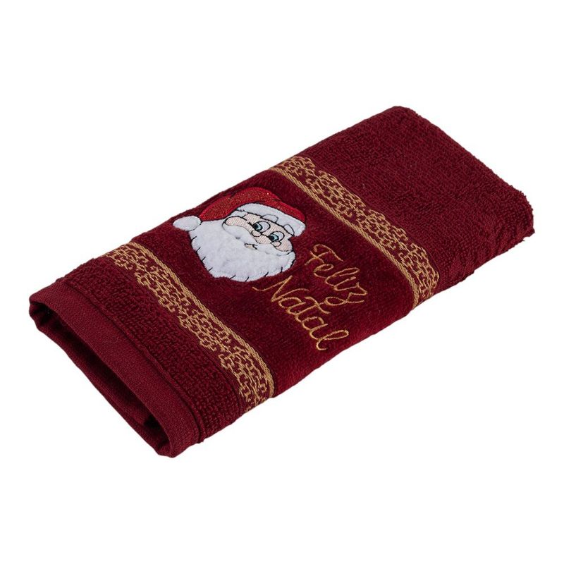 toalha lavabo bordada appel papai noel 32x45cm bordô (mp)