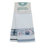 kit pano de copa appel 2 peças gourmet panelas xadrez azul (mp)