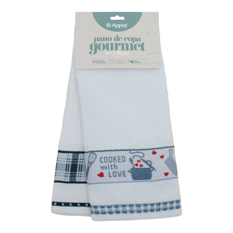 kit pano de copa appel 2 peças gourmet panelas xadrez azul (mp)