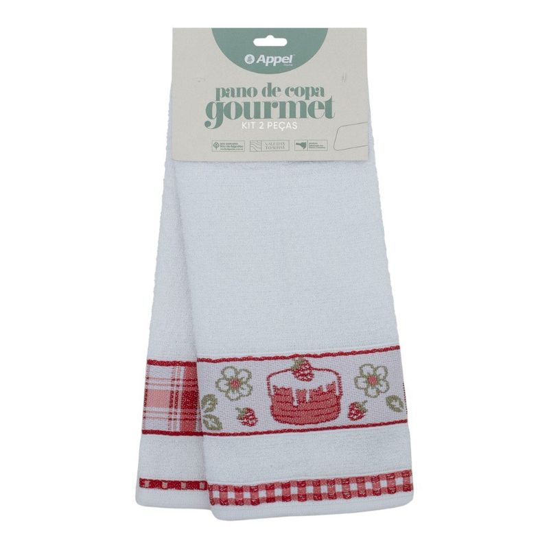 kit pano de copa appel 2 peças gourmet bolo xadrez vermelho (mp)