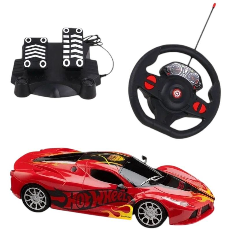 carrinho de brinquedo controle remoto hot wheels multikids vermelho br2444