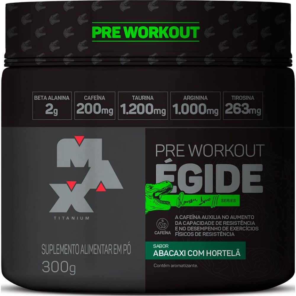 Pr&eacute;-Treino &Eacute;gide Max Titanium 300g sabor Abacaxi com Hortel&atilde;