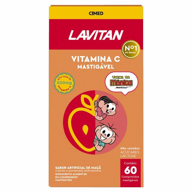 lavitan vitamina c 500mg 60 comprimidos mastigáveis turma da mônica sabor maçã cimed