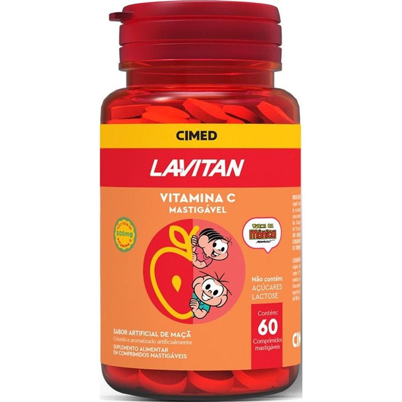 lavitan vitamina c 500mg 60 comprimidos mastigáveis turma da mônica sabor maçã cimed